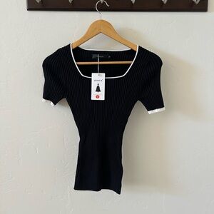 Black Ribbed Women's Top